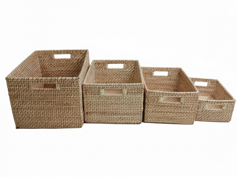 Vietnam rattan storage bin natural
